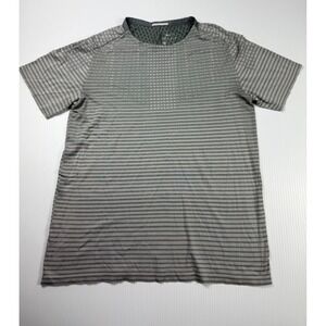 Nike‎ Running Dri-FIT T-Shirt Striped Athletic Top Gray Mens Medium